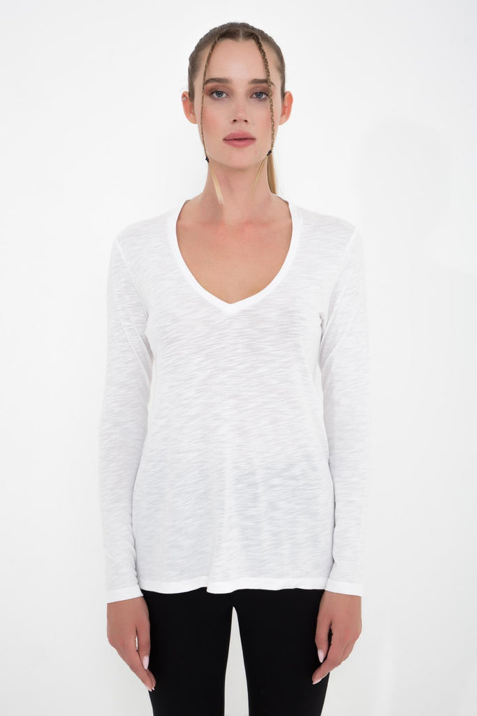 Basic Örme T-Shirt, V Yaka - Abungu