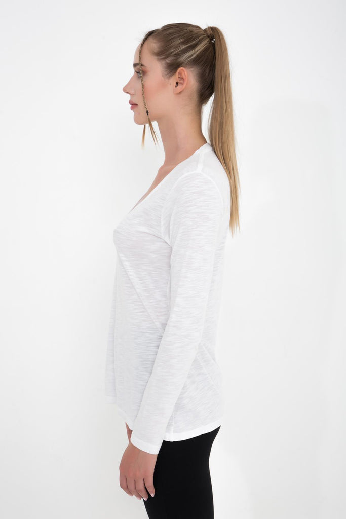 Basic Örme T-Shirt, V Yaka - Abungu