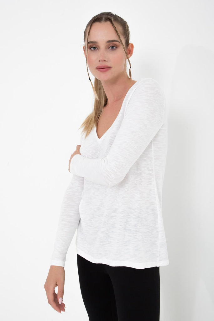 Basic Örme T-Shirt, V Yaka - Abungu