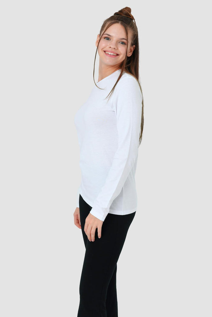 Organik Pamuk T-Shirt, Uzun Kollu Bisiklet Yaka - Acasia
