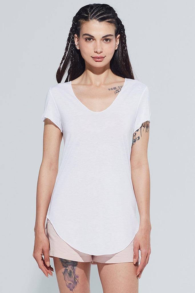 V Yaka Örme T-Shirt, Vorteks - Celesta