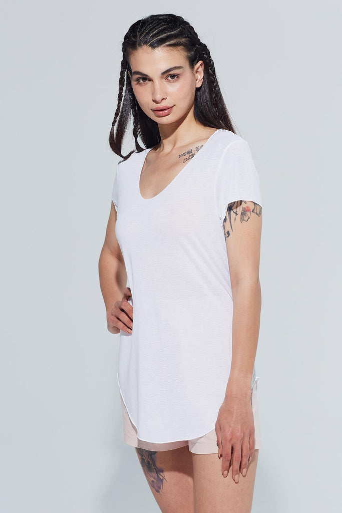 V Yaka Örme T-Shirt, Vorteks - Celesta