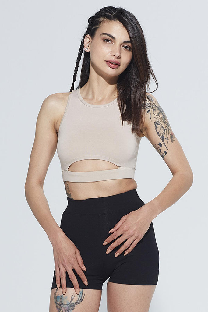 Organik Pamuk Crop Body , Halter Yaka Cut Out Detaylı - Ella