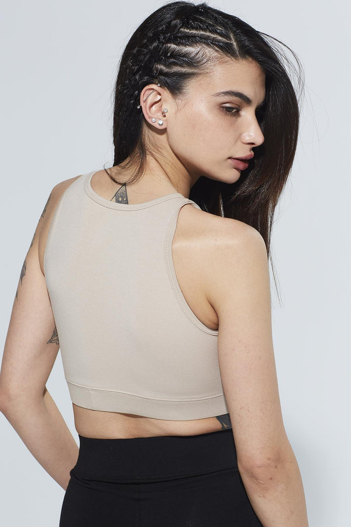 Organik Pamuk Crop Body , Halter Yaka Cut Out Detaylı - Ella