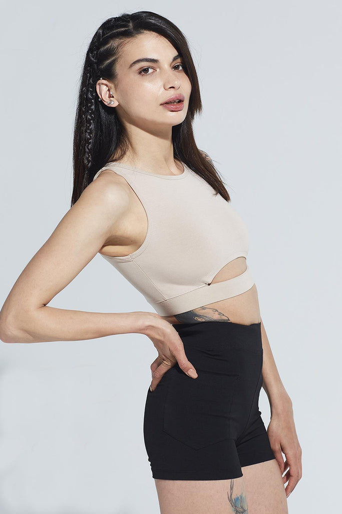 Organik Pamuk Crop Body , Halter Yaka Cut Out Detaylı - Ella