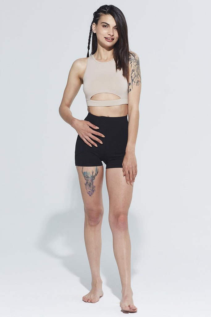 Organik Pamuk Crop Body , Halter Yaka Cut Out Detaylı - Ella