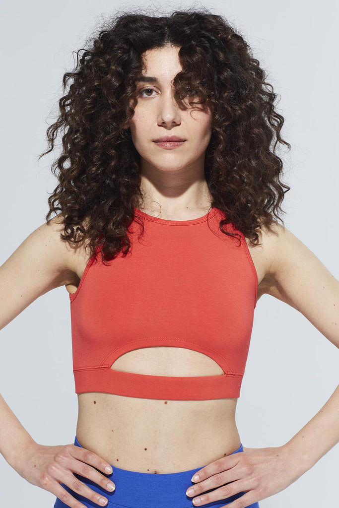 Organik Pamuk Crop Body , Halter Yaka Cut Out Detaylı - Ella