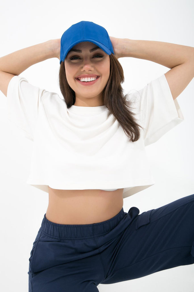 Örme Crop T-Shirt, Kısa Kollu Rahat Kesim - Fabriel