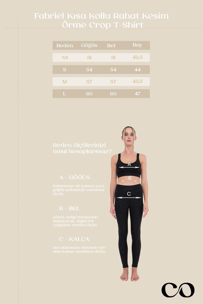 Örme Crop T-Shirt, Kısa Kollu Rahat Kesim - Fabriel