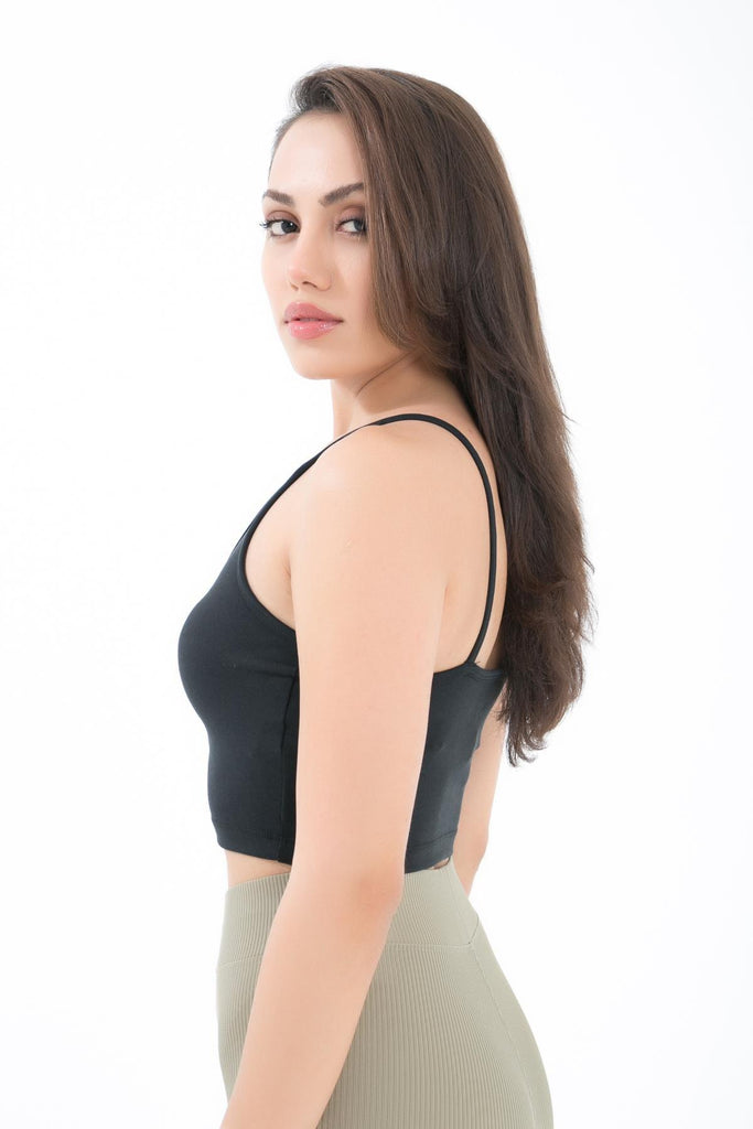 Örme Crop Body, Askılı V Yaka - Famiel