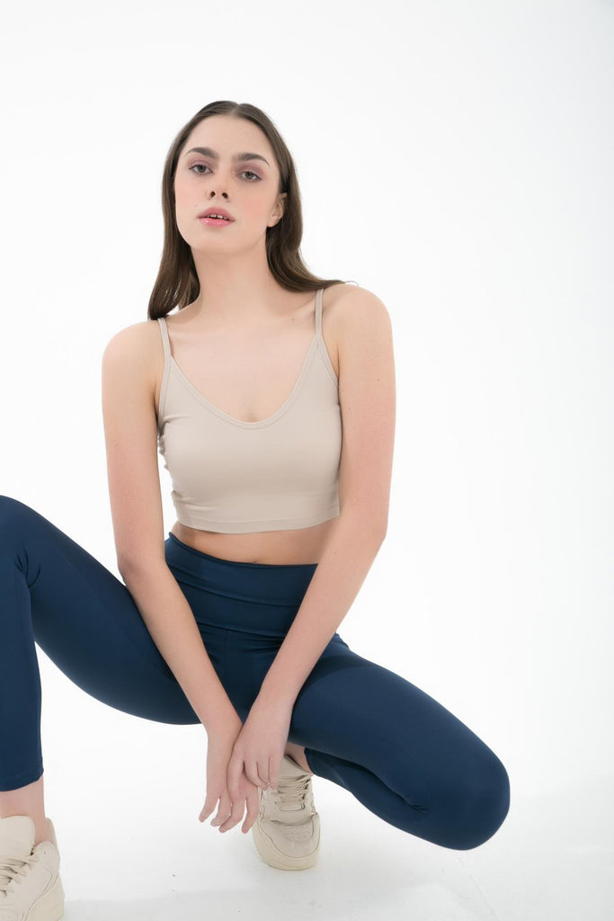 Örme Crop Body, Askılı V Yaka - Famiel