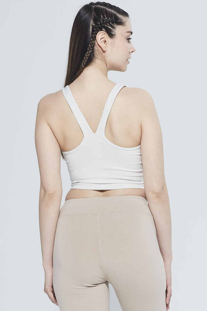 Organik Pamuk Crop Body, V Yaka Büzgülü - Freya