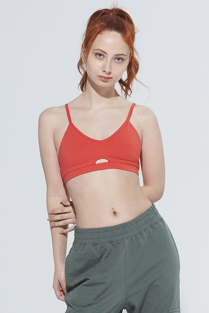 Organik Pamuk Spor Sütyeni Bra, Cut out Detaylı Askılı - Jadira