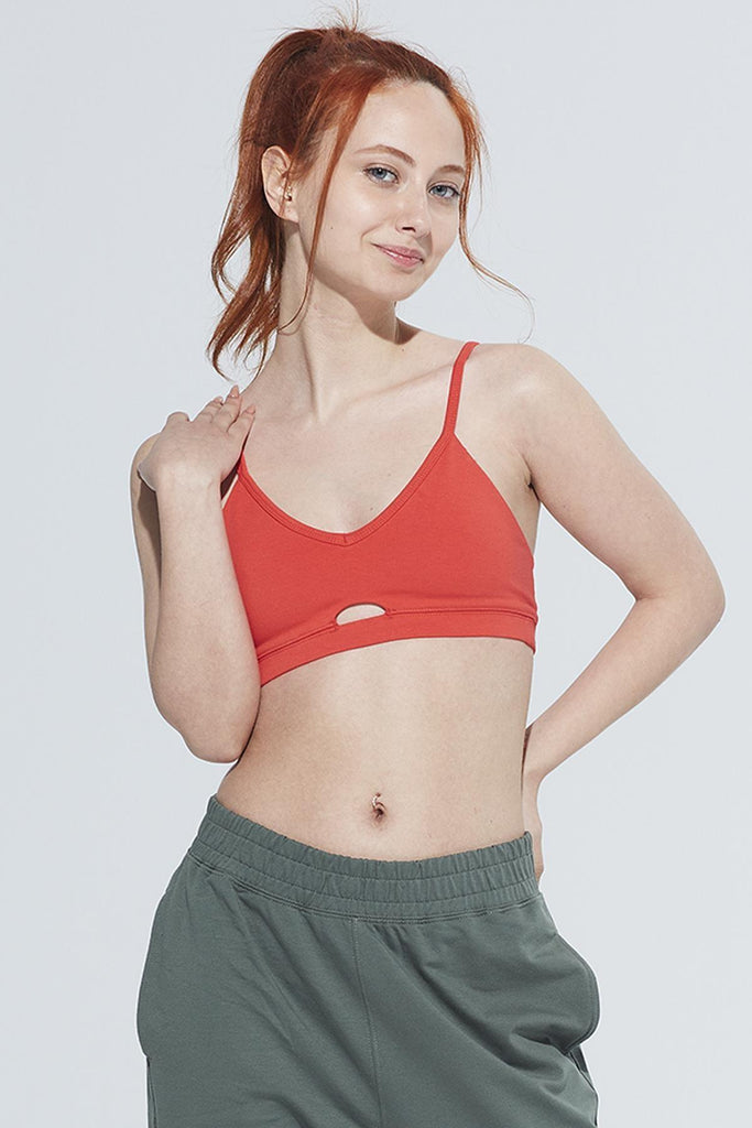 Organik Pamuk Spor Sütyeni Bra, Cut out Detaylı Askılı - Jadira