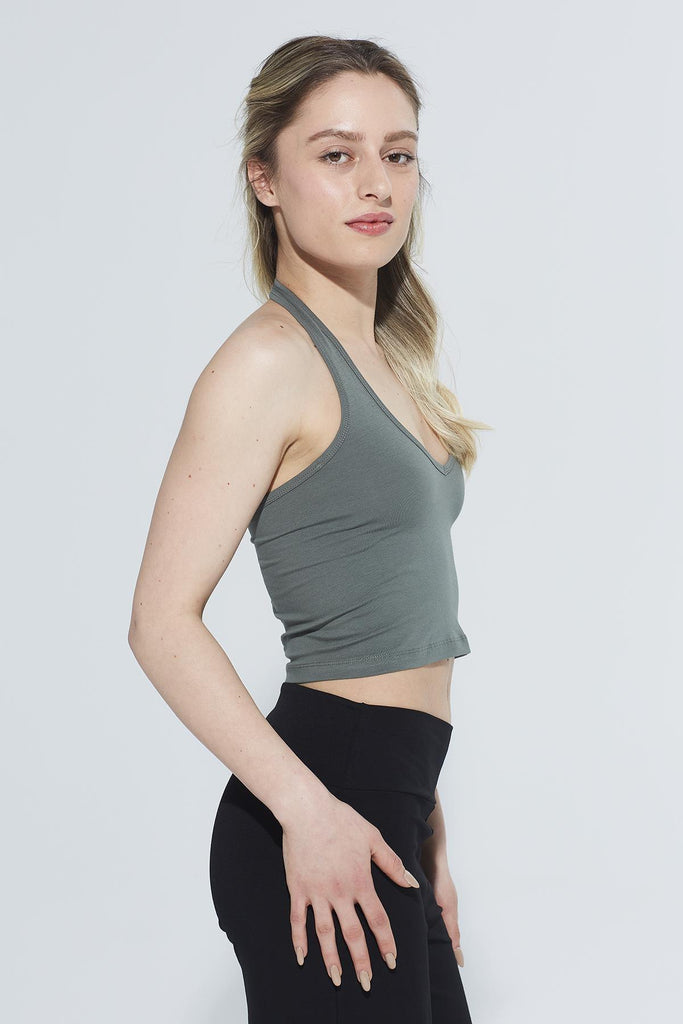 Örme Crop Body, Boyundan Bağlamalı - Lotus