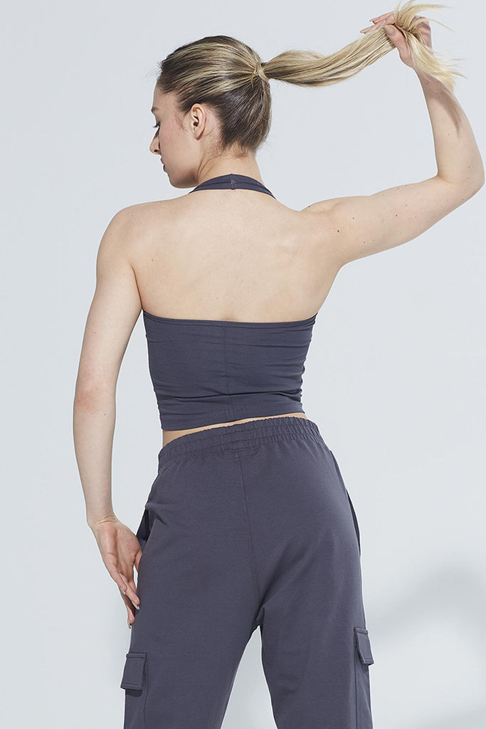 Örme Crop Body, Boyundan Bağlamalı - Lotus