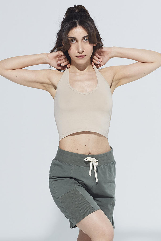 Örme Crop Body, Boyundan Bağlamalı - Lotus