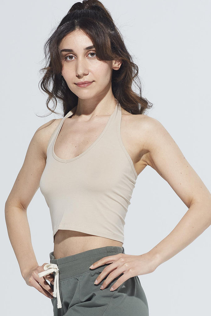 Örme Crop Body, Boyundan Bağlamalı - Lotus