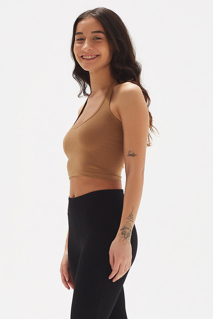 Örme Crop Body, Boyundan Bağlamalı - Lotus