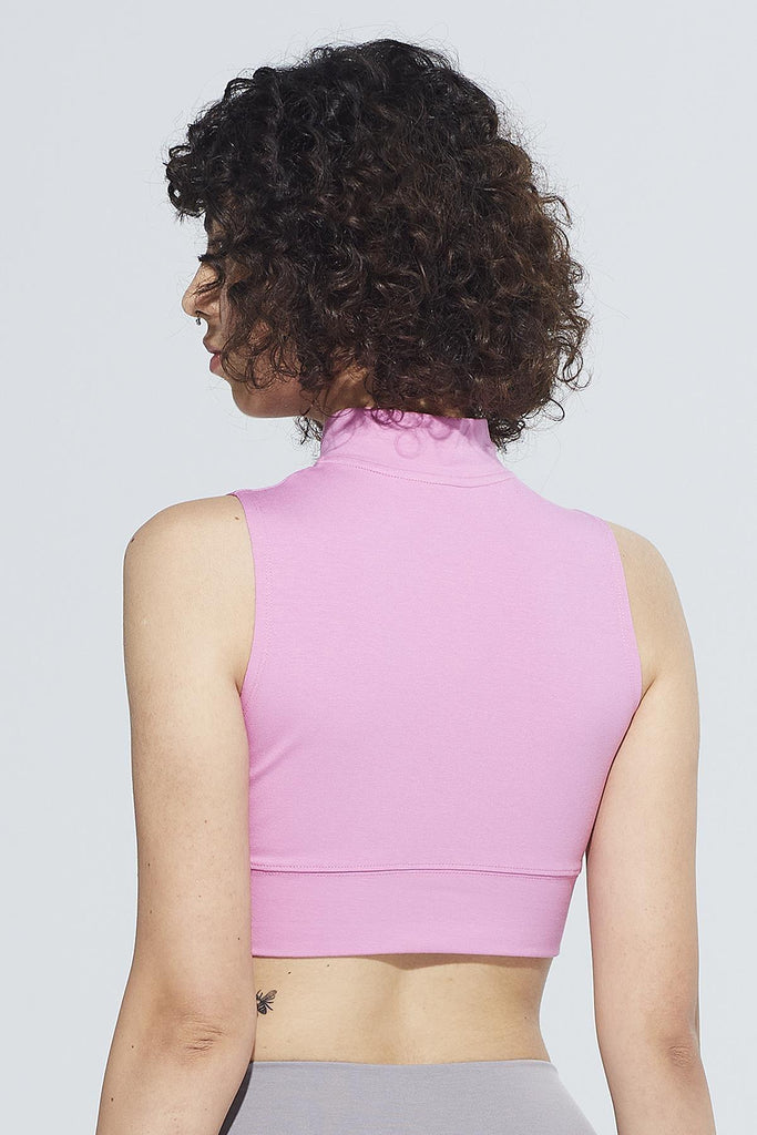 Organik Pamuk Crop Body, Fermuarlı Dik Yaka - Mila