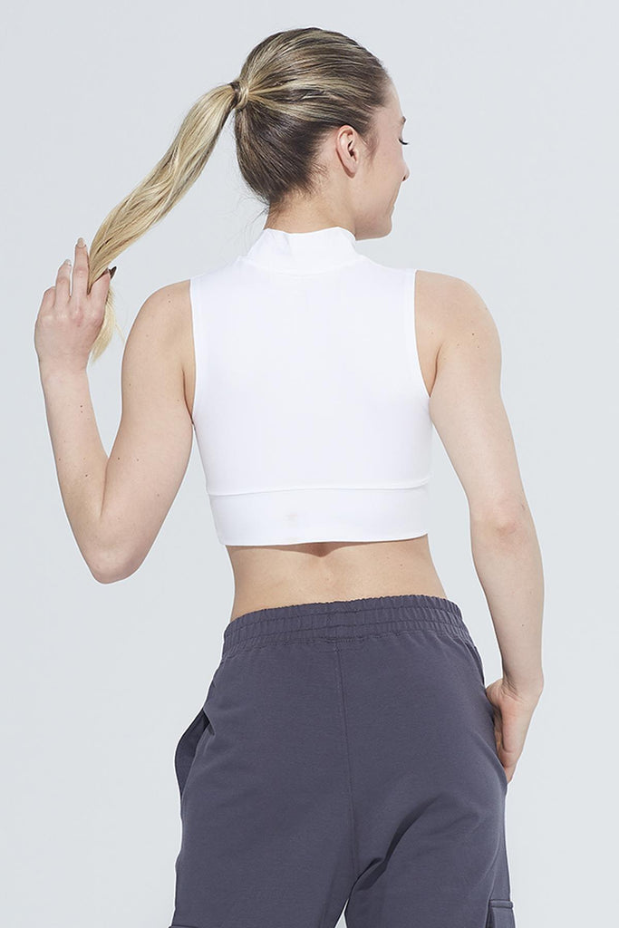 Organik Pamuk Crop Body, Fermuarlı Dik Yaka - Mila
