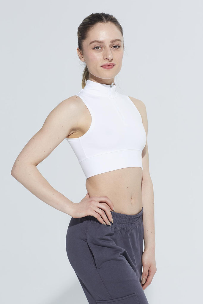 Organik Pamuk Crop Body, Fermuarlı Dik Yaka - Mila