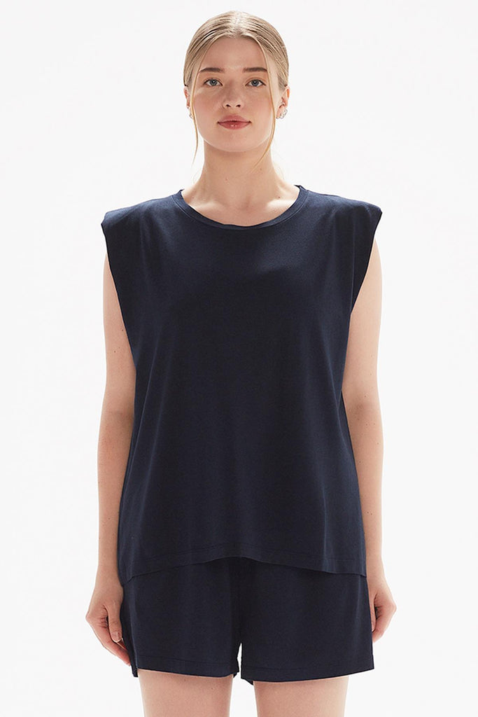 Organik Pamuk T-Shirt, Vatkalı Basic - Moon