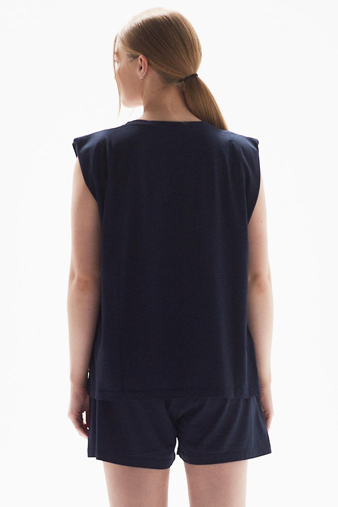 Organik Pamuk T-Shirt, Vatkalı Basic - Moon