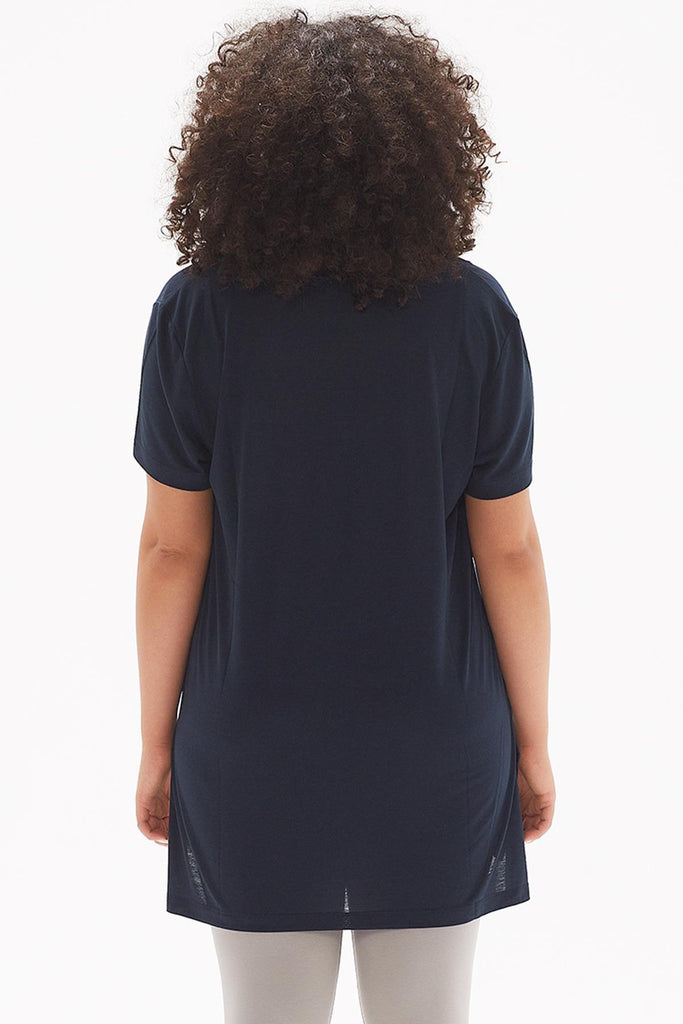 Örme T-Shirt, V Yaka Yırtmaçlı Rahat Kesim - Paloma