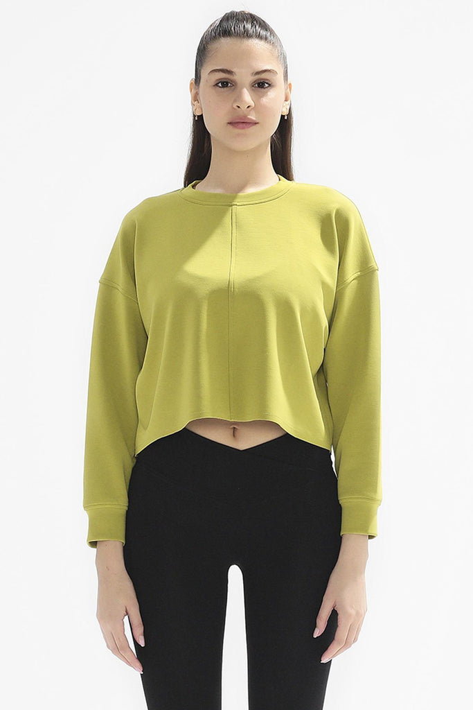 Örme Crop Sweatshirt, Bisiklet Yaka - Poe