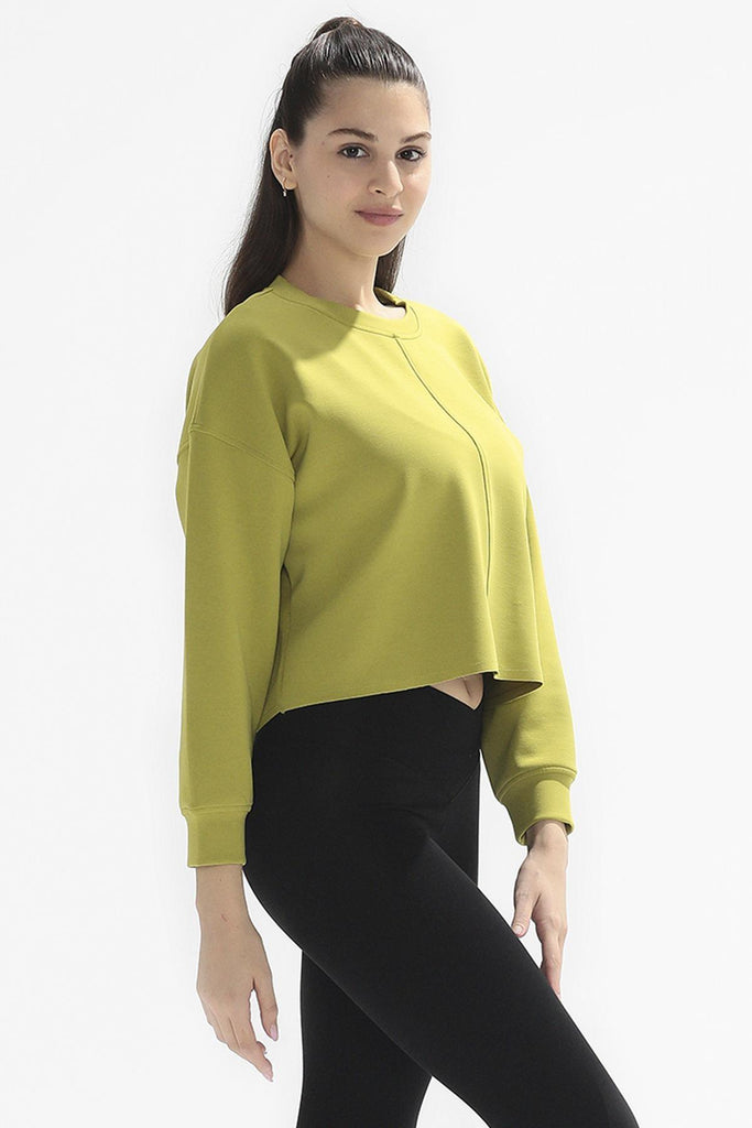 Örme Crop Sweatshirt, Bisiklet Yaka - Poe