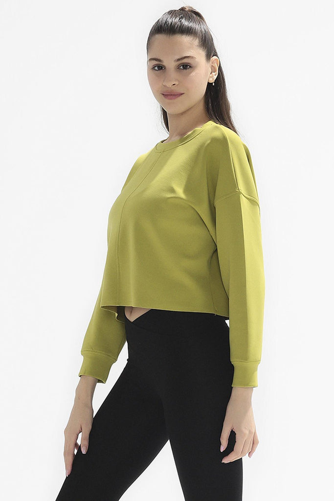 Örme Crop Sweatshirt, Bisiklet Yaka - Poe