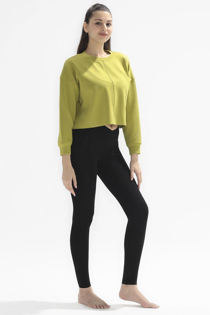 Örme Crop Sweatshirt, Bisiklet Yaka - Poe