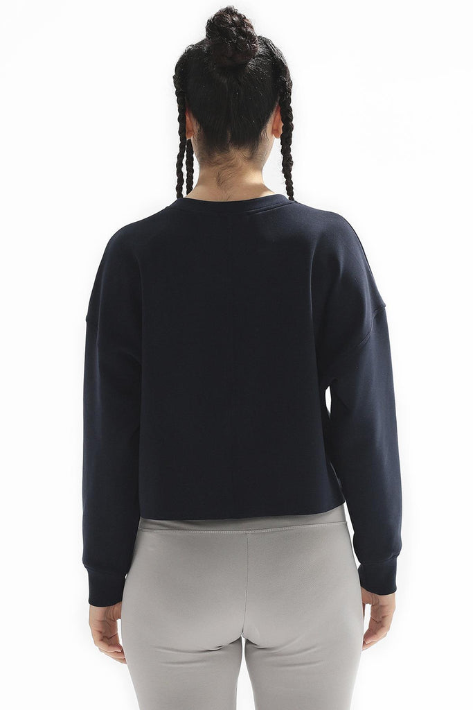 Örme Crop Sweatshirt, Bisiklet Yaka - Poe