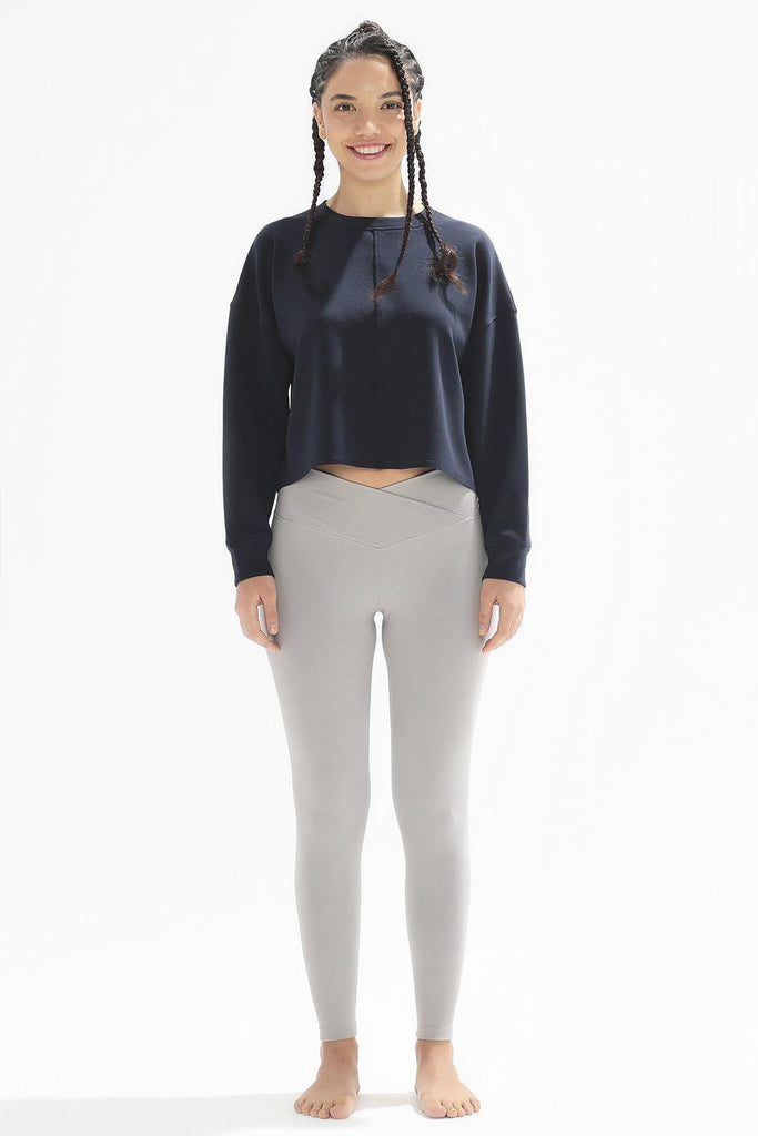 Örme Crop Sweatshirt, Bisiklet Yaka - Poe