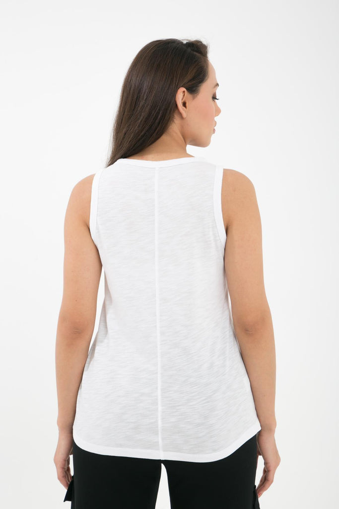 Örme T-Shirt, V Yaka Kolsuz - Rochel