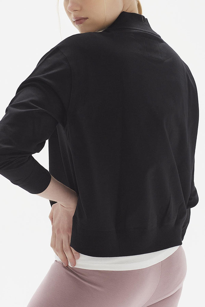 Pamuklu Crop Sweatshirt, Dik Yaka - Rosetta