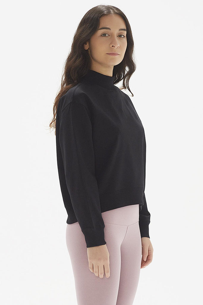 Pamuklu Crop Sweatshirt, Dik Yaka - Rosetta