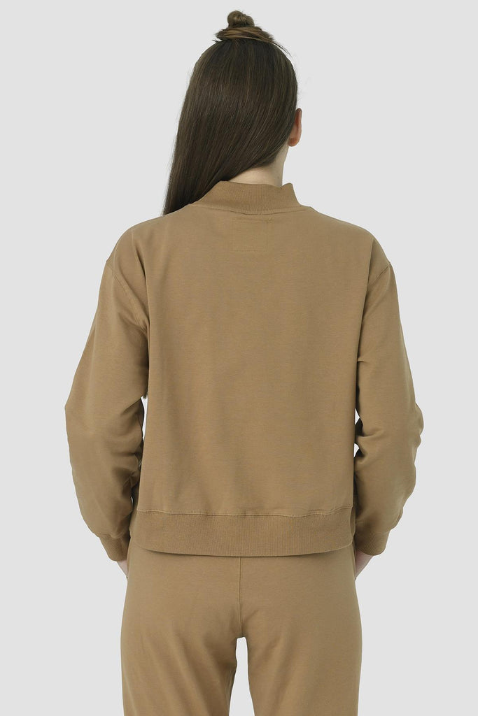 Pamuklu Crop Sweatshirt, Dik Yaka - Rosetta