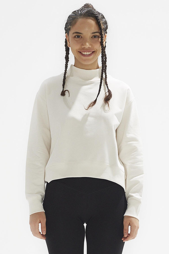 Pamuklu Crop Sweatshirt, Dik Yaka - Rosetta