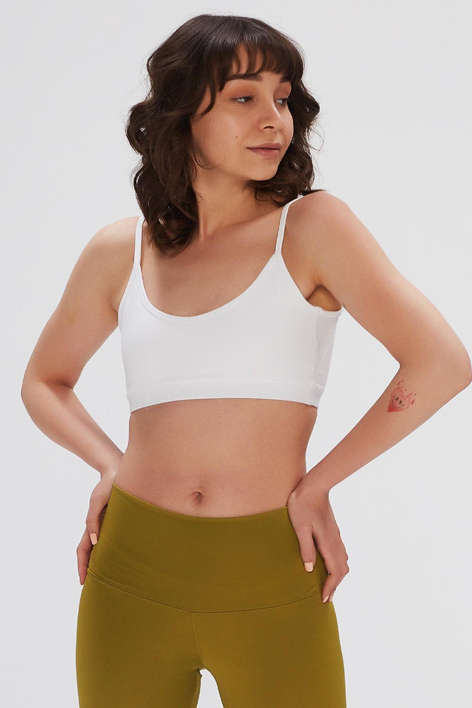 Destekli Spor Sütyeni Bra, Kare Yaka - Terra