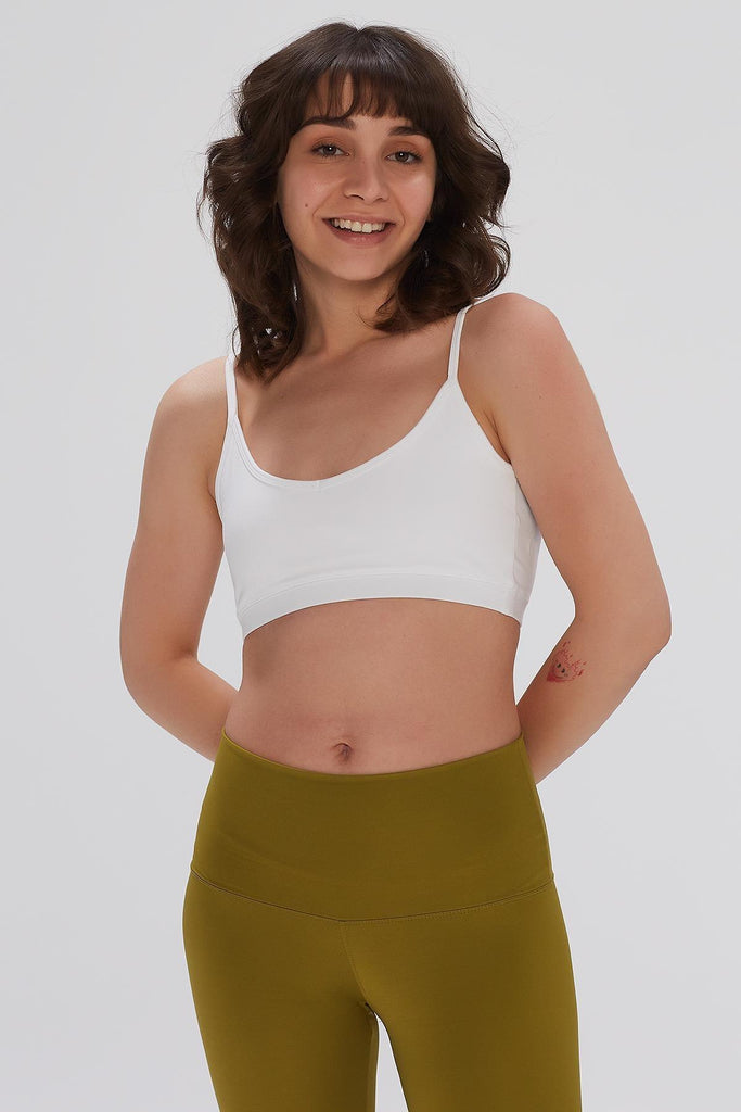 Destekli Spor Sütyeni Bra, Kare Yaka - Terra