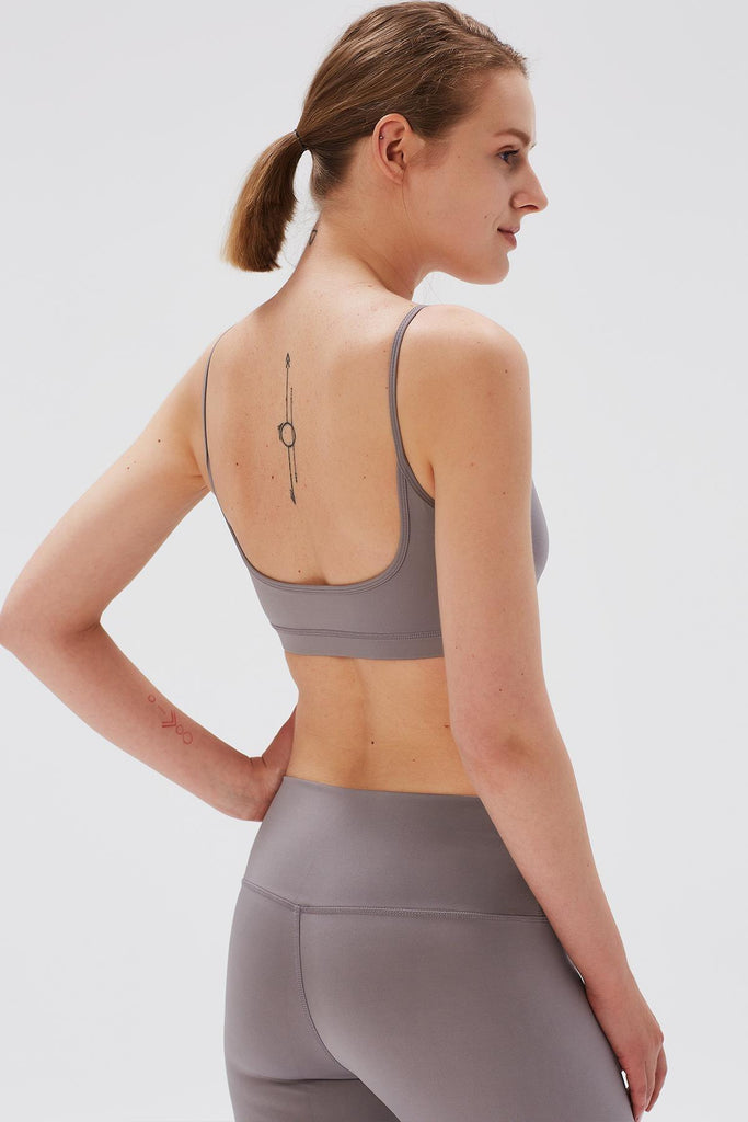 Destekli Spor Sütyeni Bra, Kare Yaka - Terra