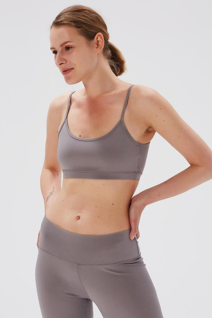 Destekli Spor Sütyeni Bra, Kare Yaka - Terra