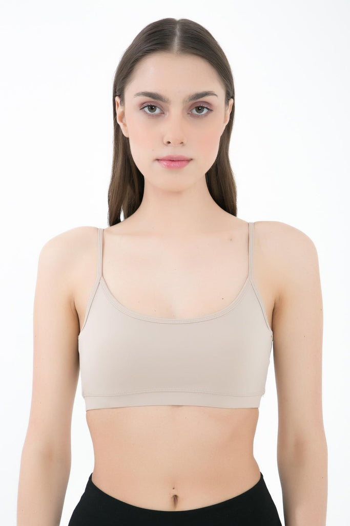 Destekli Spor Sütyeni Bra, Kare Yaka - Terra