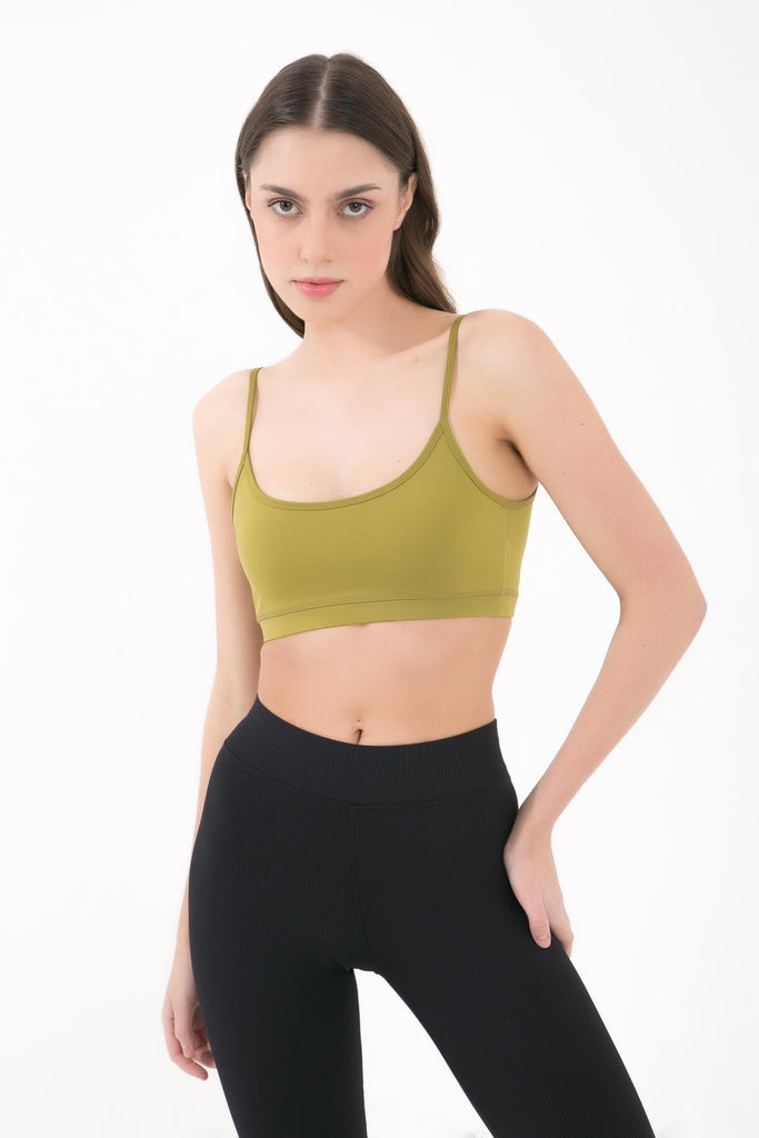 Destekli Spor Sütyeni Bra, Kare Yaka - Terra
