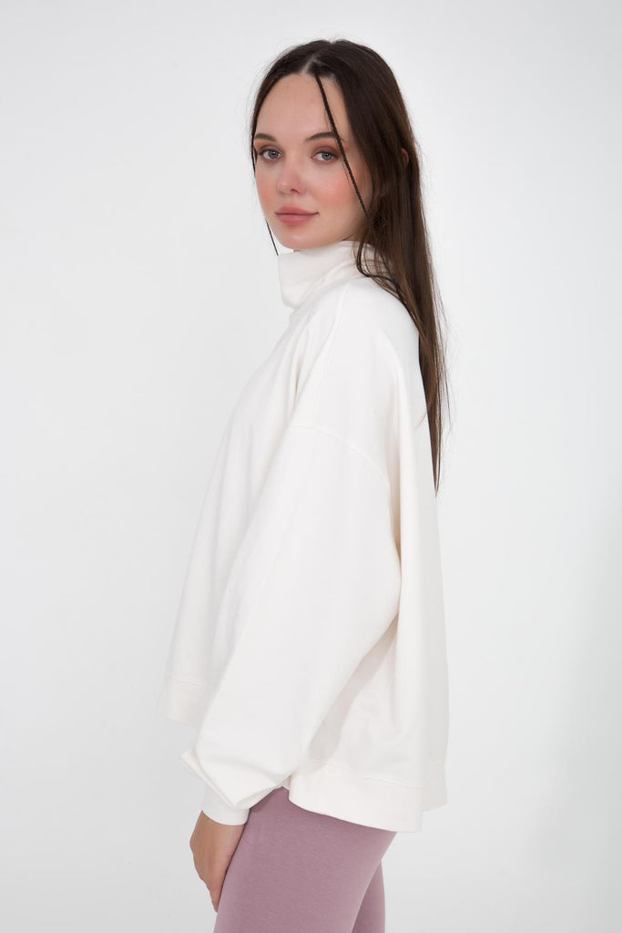 Basic İnce Sweatshirt, Dik Yaka - Vassago