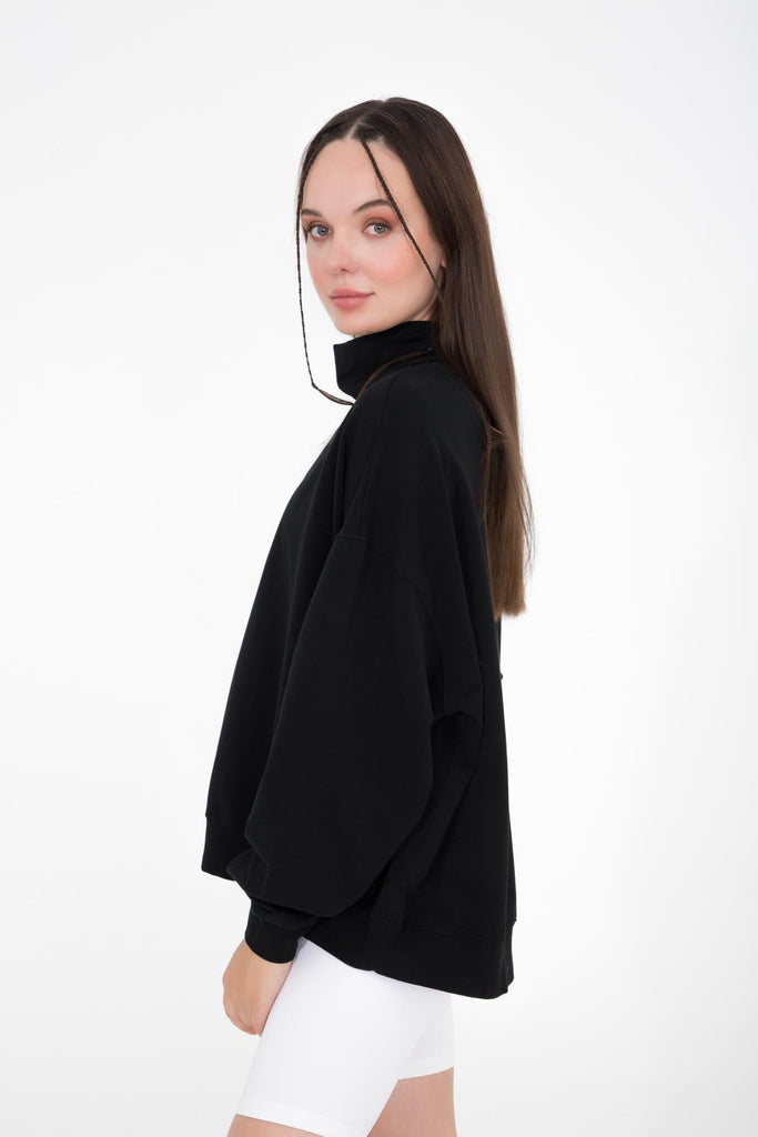 Basic İnce Sweatshirt, Dik Yaka - Vassago