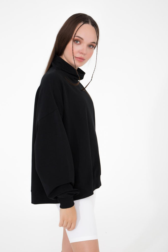 Basic İnce Sweatshirt, Dik Yaka - Vassago