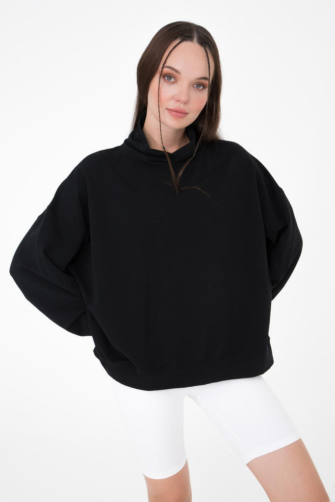Basic İnce Sweatshirt, Dik Yaka - Vassago